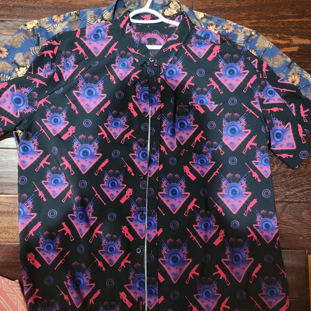 Vibrant Black and Purple Geometric Men's Shirt